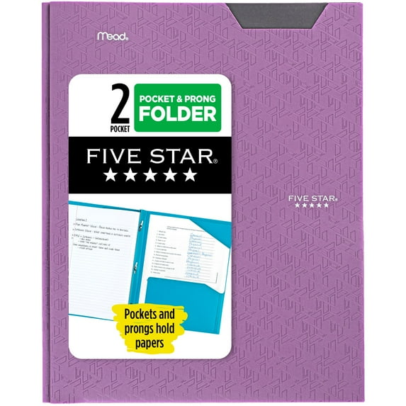Five Star Stay-Put Plastic and Prong Folder, Amethyst Purple (340300G-WMT22)