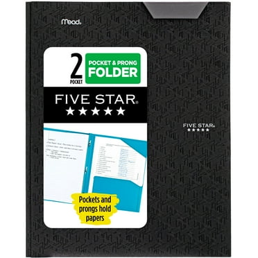 Five Star Stay-Put Plastic and Prong Folder, Black (340300D-WMT22)
