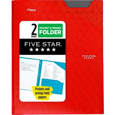 Five Star Stay-Put Plastic and Prong Folder, Fire Red