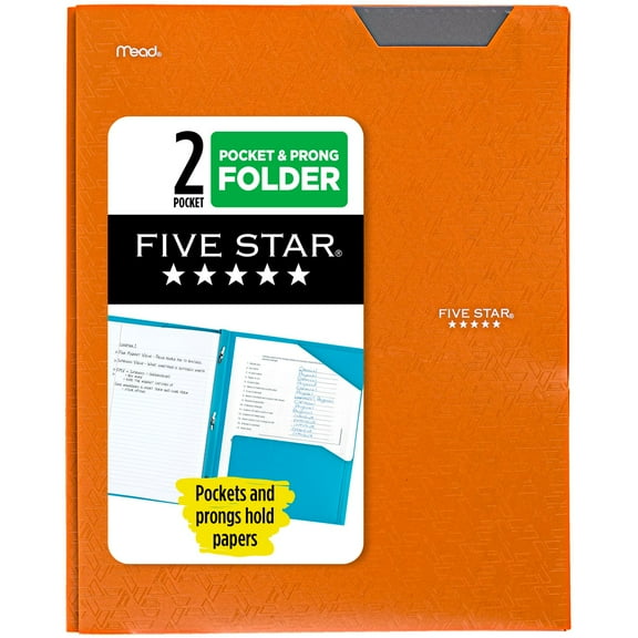 Five Star Stay-Put Plastic and Prong Folder, Sedona Orange (340300H-WMT22)