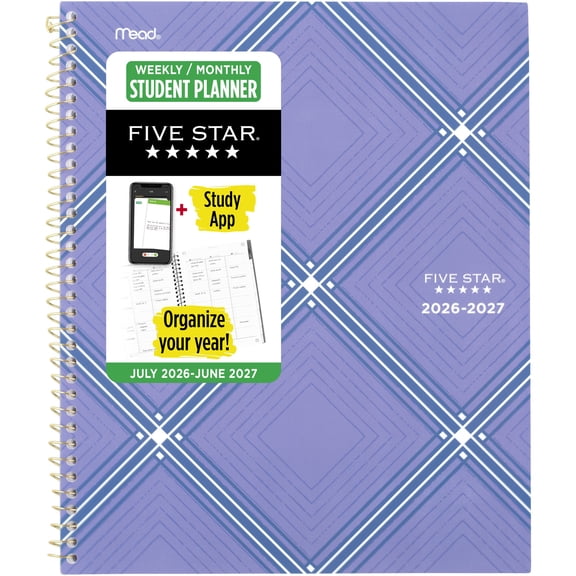 Five Star Style Academic 2026-2027 Weekly Monthly Student Planner Plus Study App