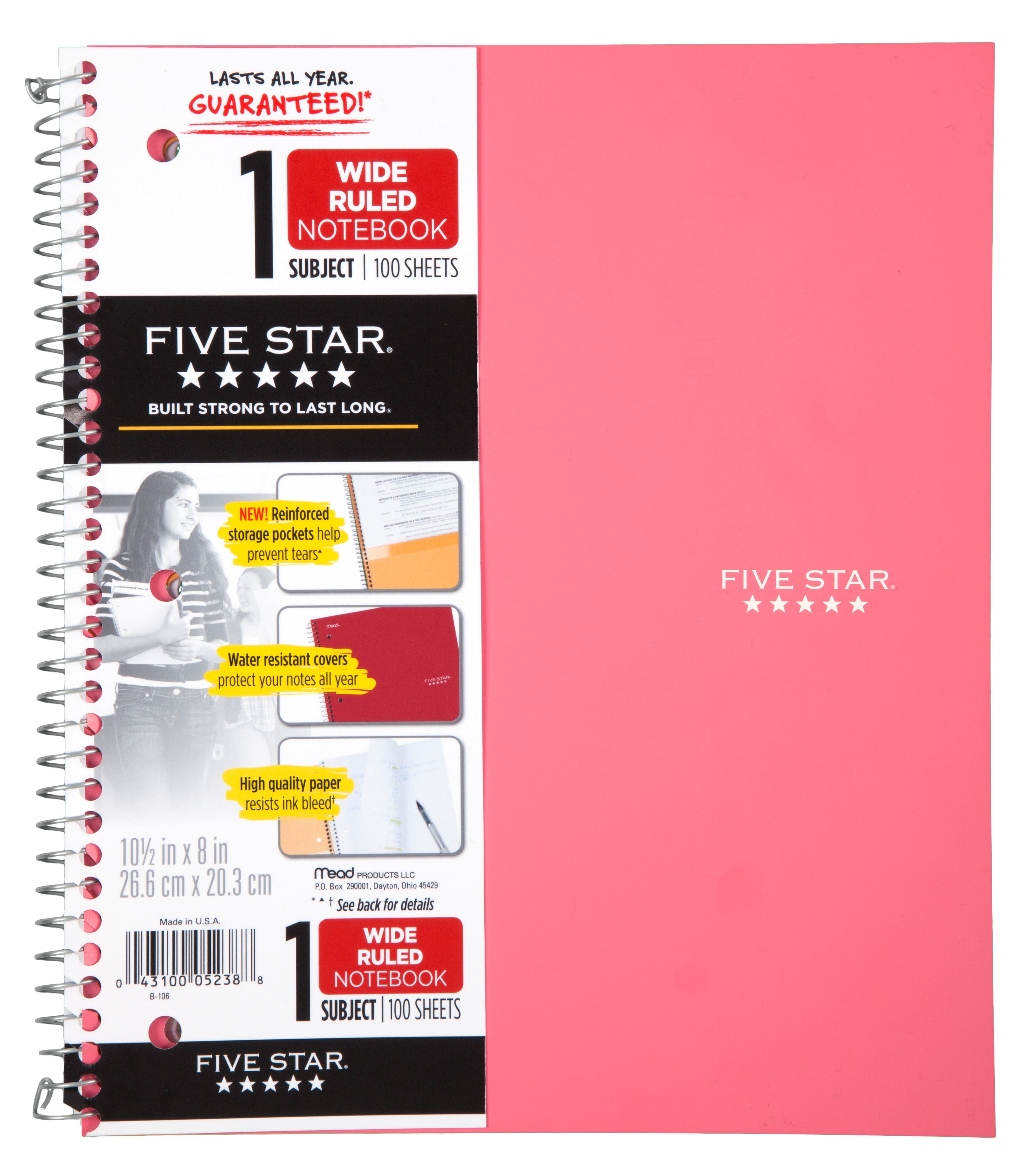 Five Star Trend WB Notebook - 1 Sub 100ct WR,PINK