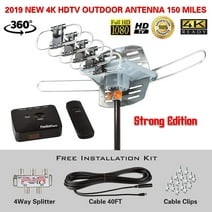 Five Star Ultimate360 Pro Outdoor HDTV Antenna - 150 Miles Long Range with Motorized 360 Degree Rotation, UHF/VHF/FM Radio and Infrared Remote Control - Advanced Design + Installation Kit