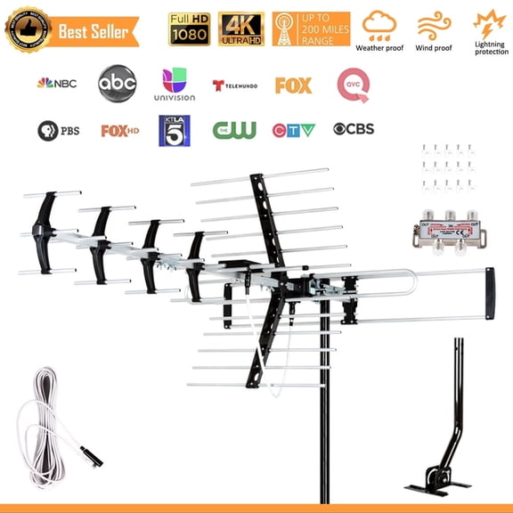 Five Star Ultra HD Outdoor Antenna 200-Mile Range, 8K Ready, Smart Boost