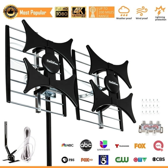 Five Star FSA-5828K-J Indoor TV Antenna, Set with FSA 5828 Upgraded Antenna, 200 m Reception Range, New