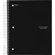 Five Star Wirebound Black 5-subject Notebook - 200 Sheets - Wire Bound - Wide Ruled - 3 Holes - 8" x 10 1/2" - Black Cover - Plastic Cover - Perfora | Bundle of 2 Each