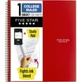 thumbnail image 1 of Five Star Spiral Notebook + Study App, 1 Subject, College Ruled, 8.5" x 11", Fire Red, 1 of 7