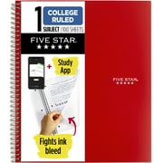 Five Star Wirebound Notebook - 1 Sub 100ct CR, Red