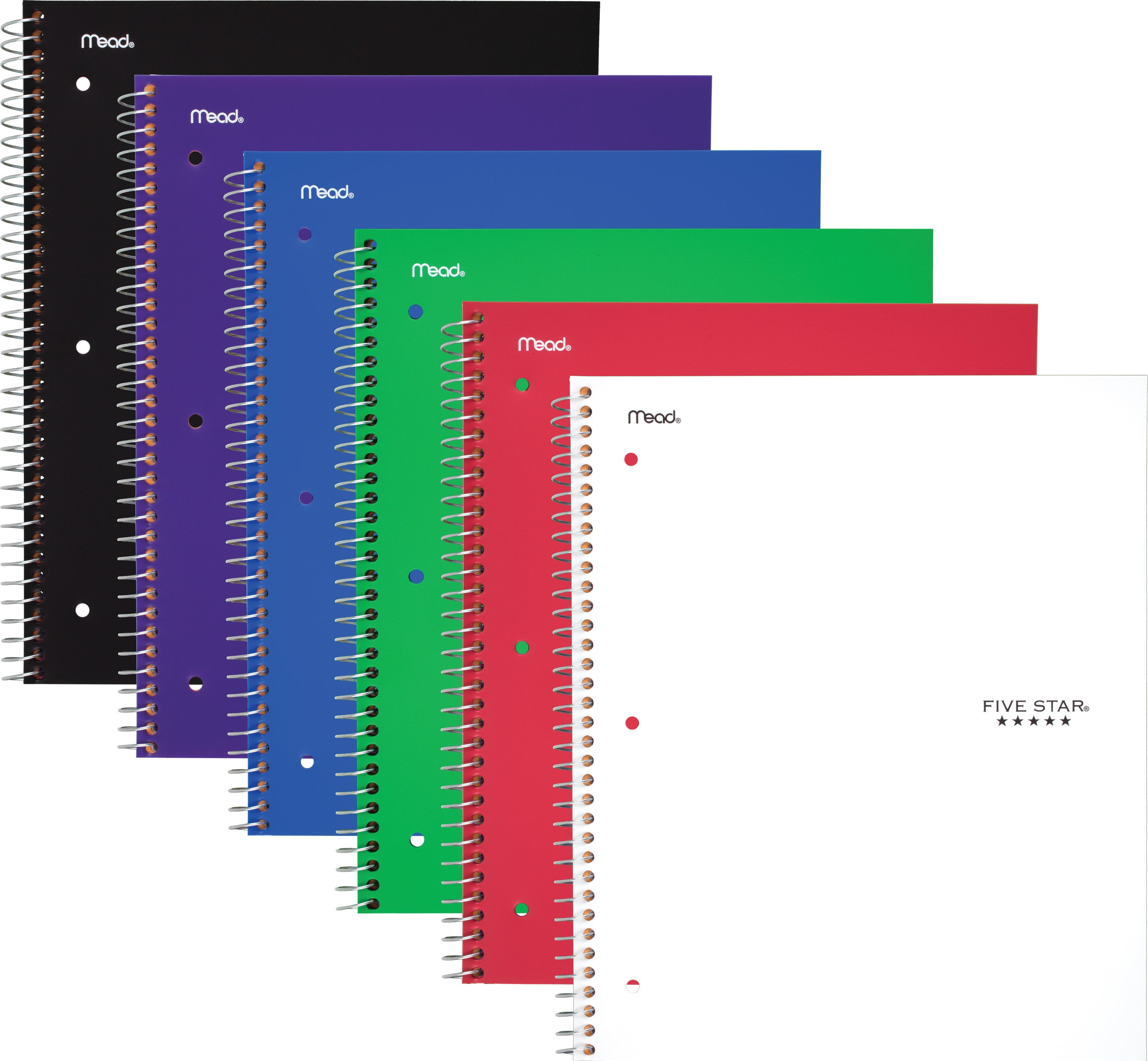 Five Star Wirebound Notebook, 1 Subject, Wide Ruled, 10 1/2" x 8", Assorted Colors (05057), 1 Count