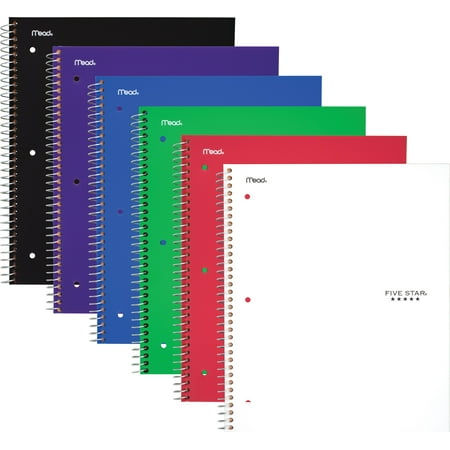 Five Star Wirebound Notebook, 1 Subject, Wide Ruled, 10 1/2" x 8", Assorted Colors (05057), 1 Count