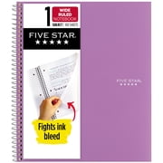Five Star Spiral Notebook + Study App, 1 Subject, Wide Ruled, 8" x 10.5", Amethyst