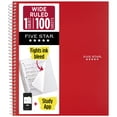 thumbnail image 1 of Five Star 1 Subject Wide Ruled Notebook Plus Study App, 8" x 10.5", Fire Red, Poly, Spiral, 100 Sheets, 1 of 8