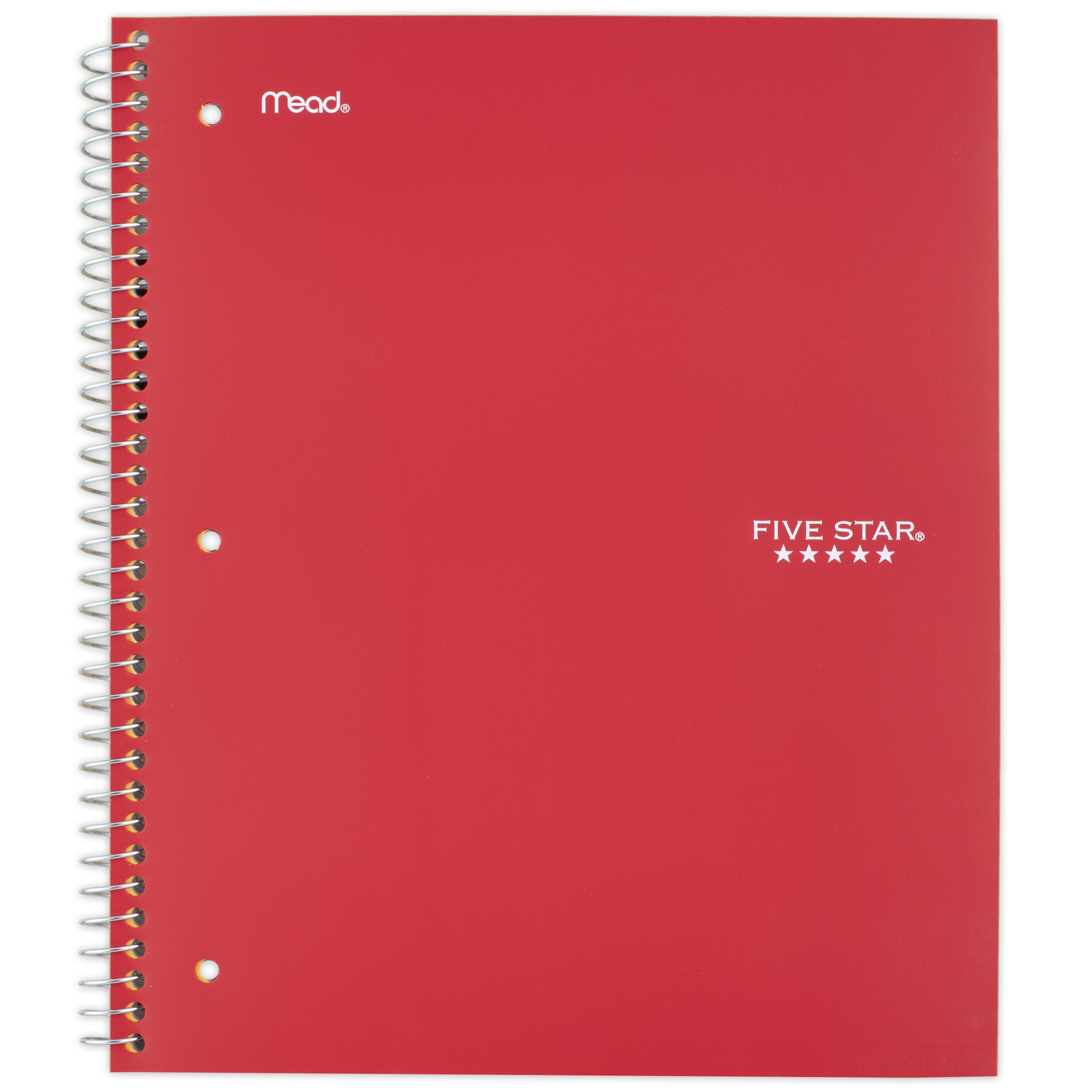Five Star Wirebound Notebook, 3 Subject, Wide Ruled, Fire Red (930011CK1-WMT) - image 1 of 9