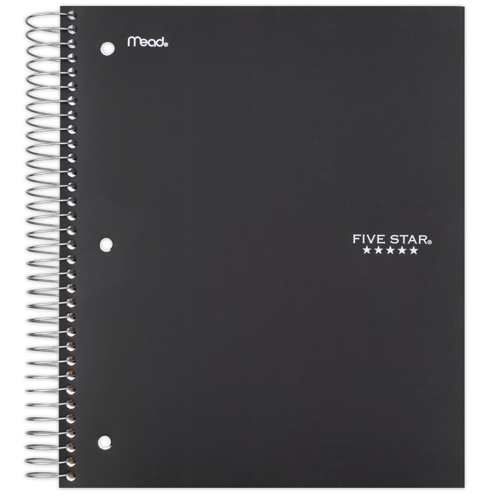 Five Star Wirebound Notebook, 5 Subject, Wide Ruled, Black (930012ZV0-WMT) - image 1 of 9