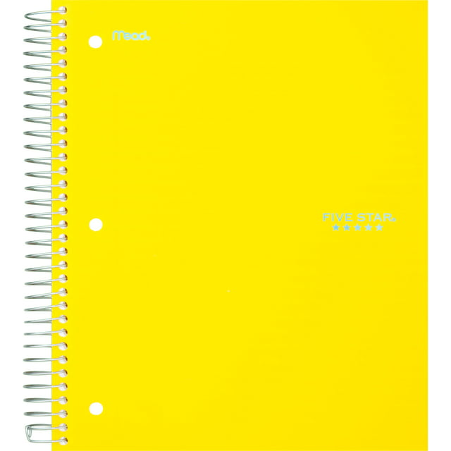 Five Star Wirebound Notebook, 5 subject, Wide Ruled, 10 1/2" x 8", Yellow (930012ZX0-WMT-MOD