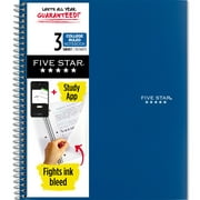 Five Star Wirebound Notebook Plus Study App, 3 Subject, College Ruled, Pacific Blue