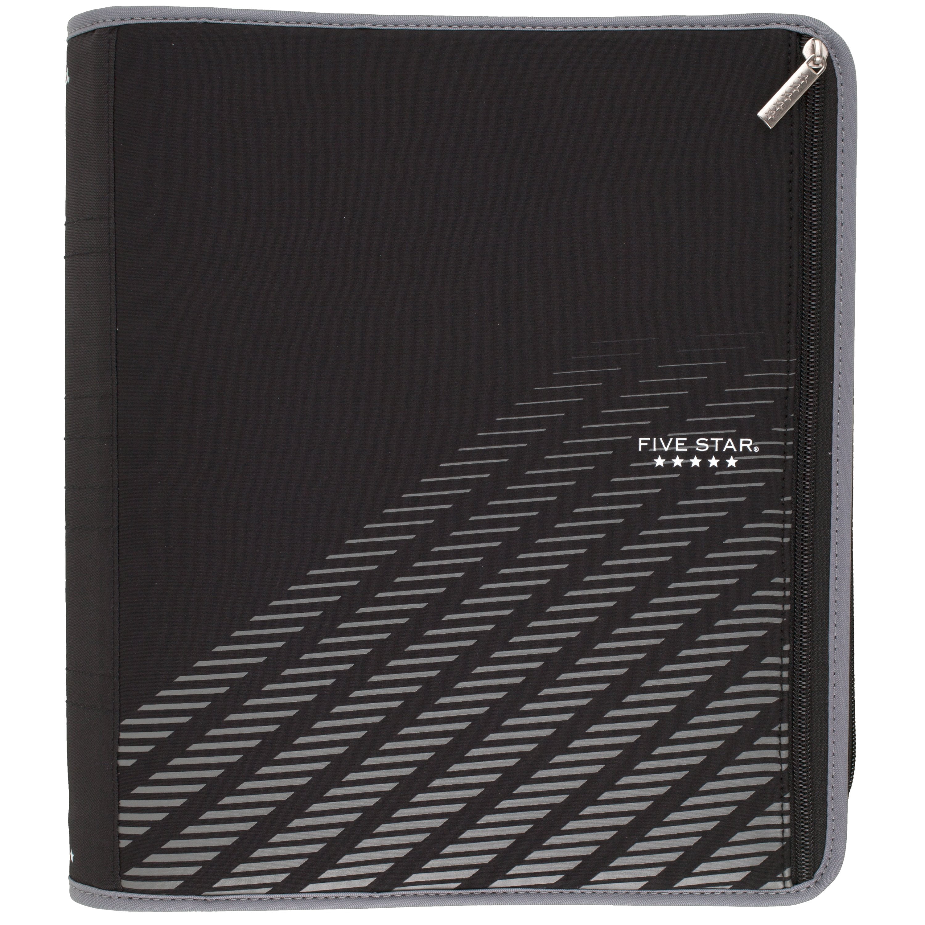 Five Star Xpanz 2" Zipper Binder, 380 Sheet Capacity, Gray Lines