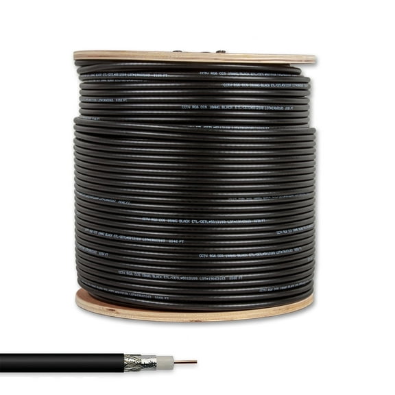 Five Star RG6 Coaxial Cable Dual Shield 18 AWG 75 Ohm Black 1000 ft