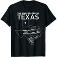 thumbnail image 1 of Five States of Texas - Funny Maps of Dallas Houston Austin Short Sleeve T-Shirt Black Medium, 1 of 4