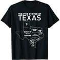 thumbnail image 1 of Five States of Texas - Funny Maps of Dallas Houston Austin Short Sleeve T-Shirt, 1 of 3