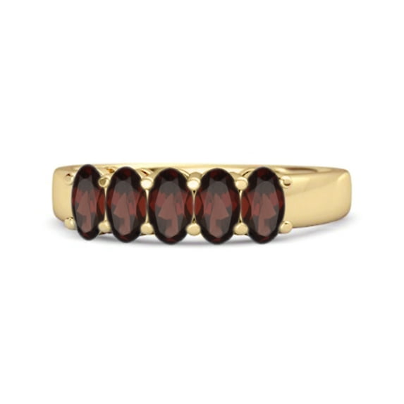 Five Stone 1.25 Cts Garnet Half Eternity 925 Sterling Silver Yellow Plated Valentines Day Gifts Ring