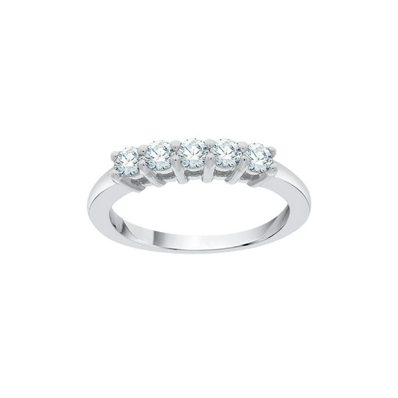 Five Stone Diamond Anniversary Ring in Sterling Silver (1/2 cttw) (I-Color, SI3-I1 Clarity) (Size-8)