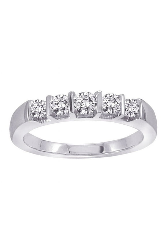 Five-Stone Diamond Wedding Band in 14K White Gold (1/4 cttw)