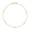 thumbnail image 1 of Five Stone Station Link Bracelet for Women | 2MM Round Lab Created Moissanite Bezel Set Cable Link Chain Bracelets | 14K Yellow Gold Over Sterling Silver (0.15Ctw)-7.5 Inch, 1 of 8