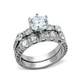 thumbnail image 1 of Five Stone Type 8x8mm Round CZ Stainless Steel Womens Engagement 2 Rings Set - Size 9, 1 of 4