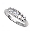thumbnail image 1 of Five Stones Center Baguette Cubic Zirconia Ring Sterling Silver 925 Size 10, 1 of 3