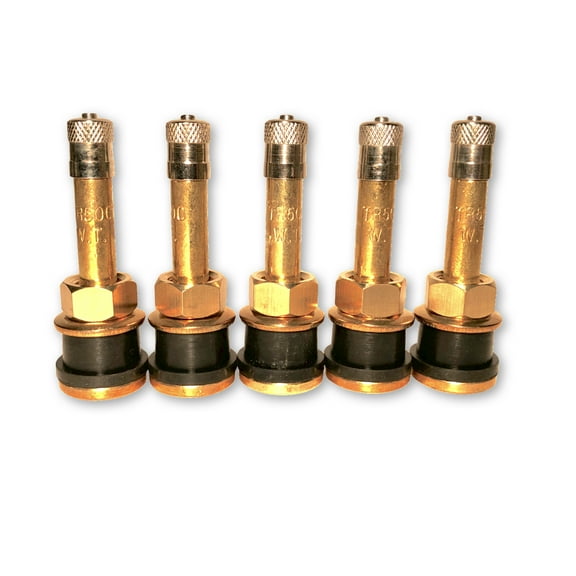 Five TR500 Straight Brass Clamp in Tubeless 2-inch inch Truck or Bus Valve Stems by TYK Industries
