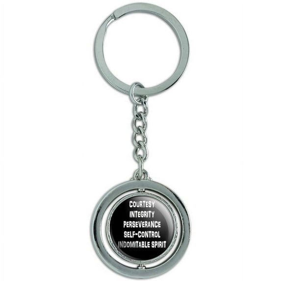 Five Tenets Of Taekwondo Spinning Round Metal Key Chain Keychain Ring