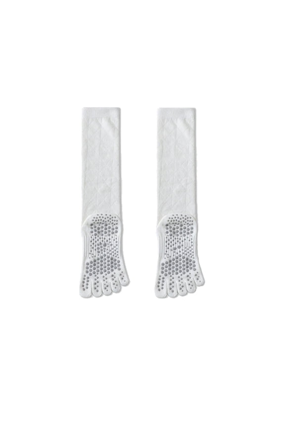 Five-Toe Non-Slip Calf Yoga Socks, Compression Grip Socks for Yoga Pilates Running Jumping Rope