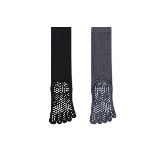 Five-Toe Non-Slip Calf Yoga Socks, Compression Grip Socks for Yoga Pilates Running Jumping Rope
