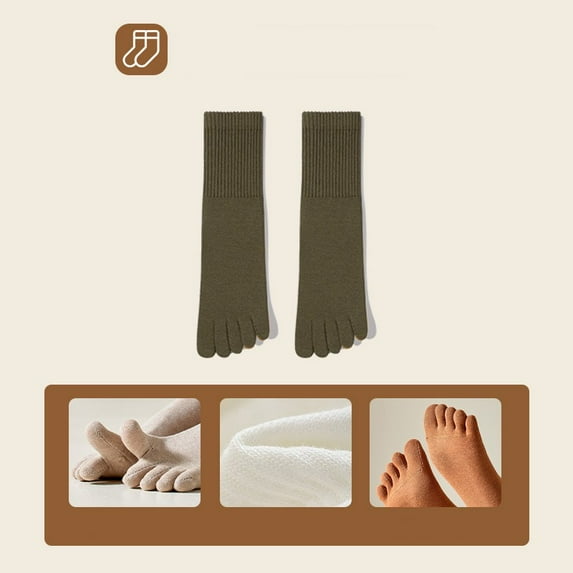 Five Toe Socks, Odor Control Socks, Breathable Socks for Daily Wear, Comfortable Ribbed Mid-Calf Socks, Moisture-Wicking Toe Separating Socks