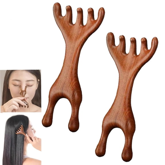 Five Touch Therapy Comb, Saludea Meridian Comb, Six-Claw Meridian Massage Combs, Sandalwood Multi-Functional Handheld Head Combs, for Scalp, Face, Neck & Shoulder