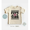 thumbnail image 1 of Five Is A Vibe Fifth Birthday Kids Shirt Retro Five Year Old Smiley Birthday Tee Girls Natural Toddler Shirt, New Born, Baby Shower Gift, New Parents Gift, 1 of 3