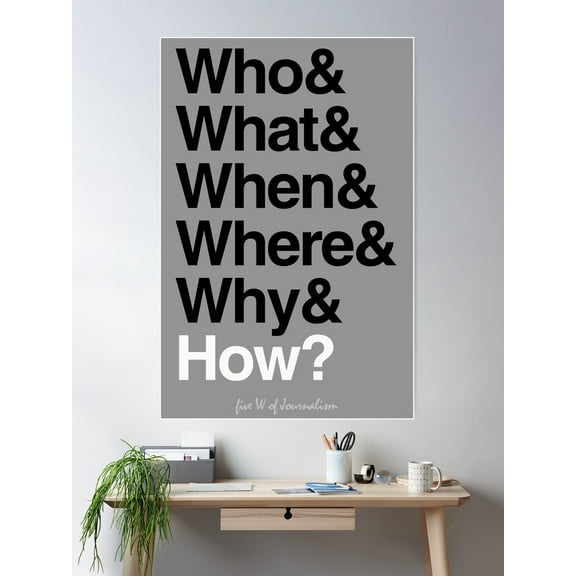 Five W Of Journalism Poster Wall Art, Modern Wall Decor For Living Room Bedroom, 12x18 UNFRAMED