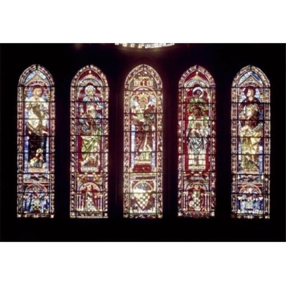 Five Window Stained Glass Stained Glass Chartres Cathedral France Poster Print 18 x 24