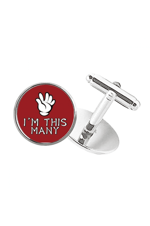 Five Years Old Numbers Round Button Cuff Clip Stud Cufflinks