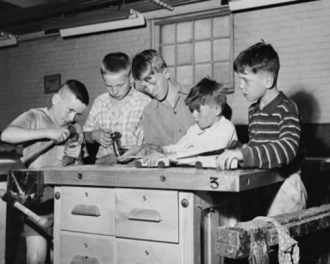 Five children making craft products in an arts and crafts class Canvas Art - (24 x 36)
