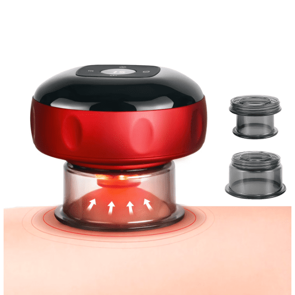 Five in one electric cupping massager kit -12 level temperature and suction control for muscle relaxation, including 2 replaceable cupping massagers