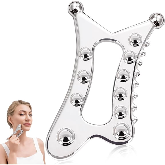 Five-in-one metal gua sha board, muscle gua sha tool, body massager, used for self-care, ideal for trigger point massage on the face, neck, shoulders, legs, and arms - perfect for home spa use