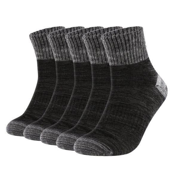 Five pairs of men's thermal socks, made of breathable and soft terry cloth, providing warmth and comfort in winter. These mid-calf socks are thick and warm, perfect for cold weather and outdoor activ