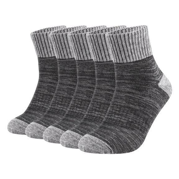 Five pairs of men's thermal socks, made of breathable and soft terry cloth, providing warmth and comfort in winter. These mid-calf socks are thick and warm, perfect for cold weather and outdoor activ