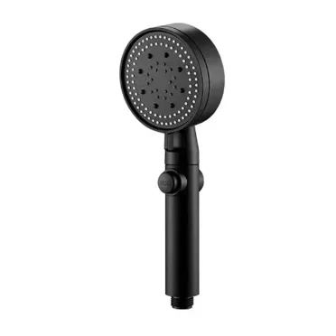 Five-speed Hand-held Shower Set Large-surface Spray Punch-free Pressurized Shower Head Hand-held Shower Head Bath Accessories (Style 1-Black)
