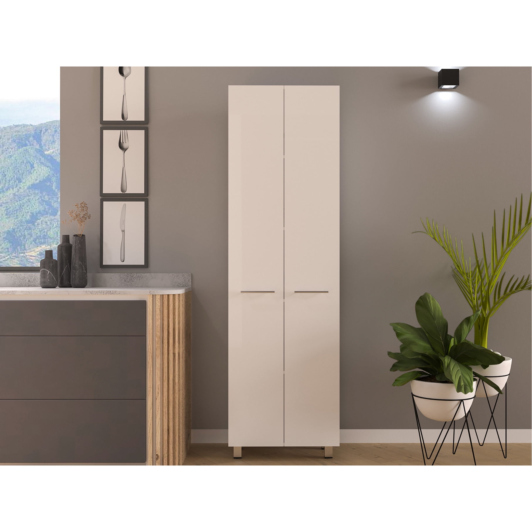 Five well - sized shelves - Place various products - Pantry storage ...