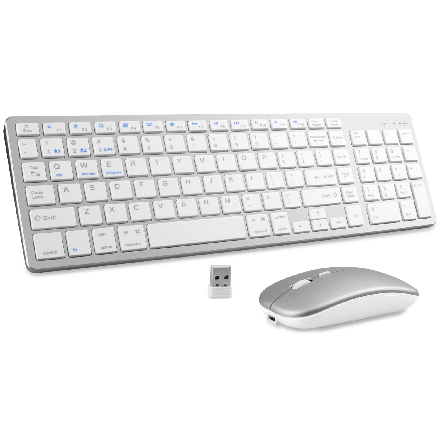 102 Key 102 Keys Wireless Keyboard and Mouse Combo, 2.4G+Bluetooth Dual-Mode ...