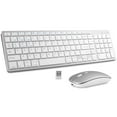 thumbnail image 1 of 102 Keys Wireless Keyboard and Mouse Combo, 2.4G+Bluetooth Dual-Mode Rechargeable Cordless USB Keyboard and Mouse, Silent Keyboard and Mouse with Multimedia Keys for Computer/Laptop/Windows/Mac,White, 1 of 7