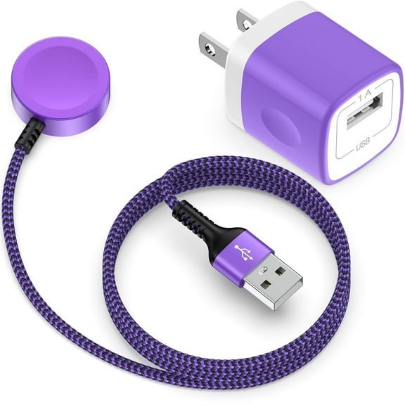 Watch Charger Compatible for Watch Charger, Magnetic Wireless Watch Charger, Smart i-Watch Charger 3.3FT Charging Cable with USB Wall Charger Block Compatible for iWatch Series, Purple